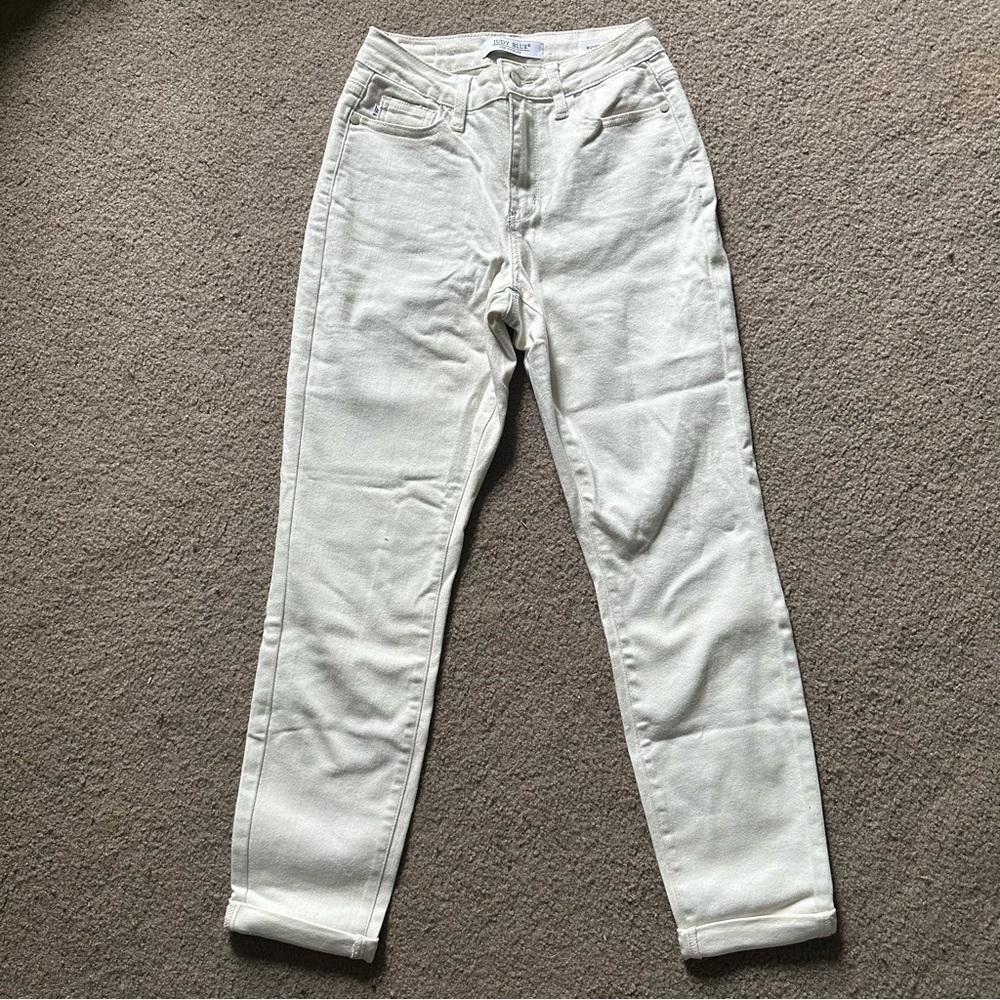 Judy Blue Cream White Boyfriend Fit Jean Sz 0/24 JB88452 WHT
